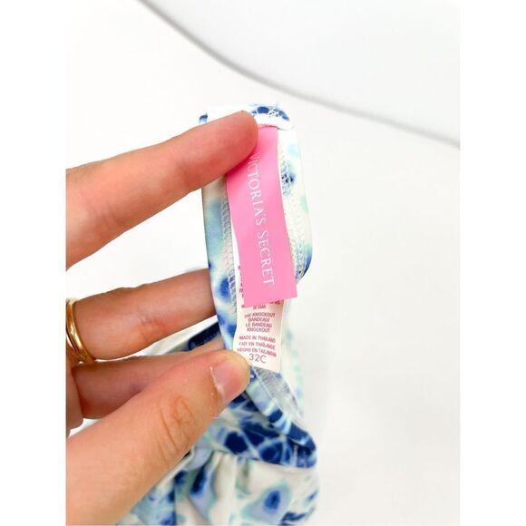 VS Victoria's Secret PINK Tie Dye Bandeau Bikini Top Strapless Blue White Size 3 - Picture 3 of 5